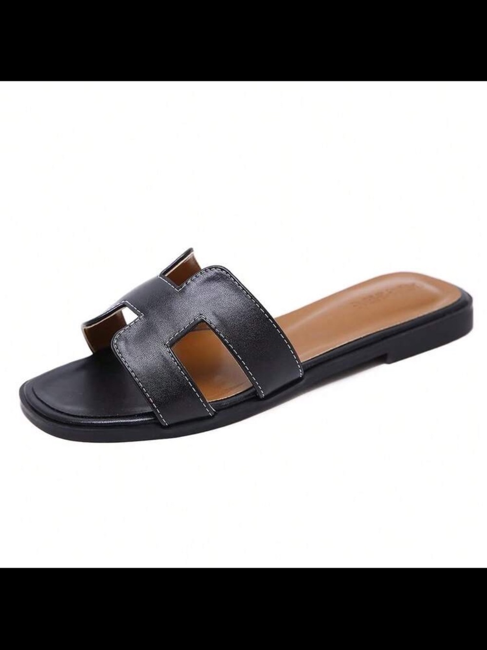 Women's Wide Width Faux Leather Flat Sandals Slipper